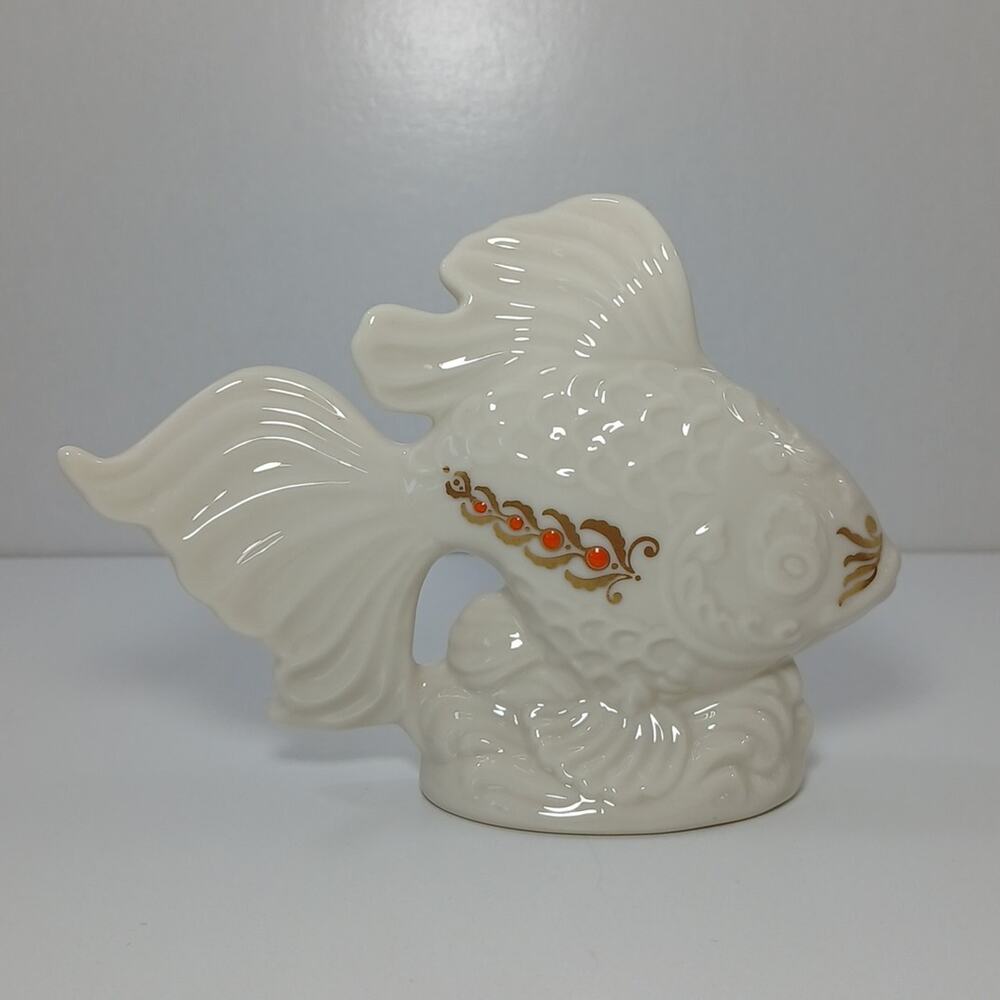 Lenox Swimming Fish White Gold China Jewels Made in USA 1993
